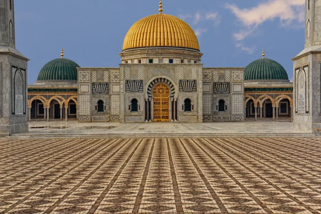 mausolée de Habib Bourguiba à Monastir, dôme doré et coupoles vertes